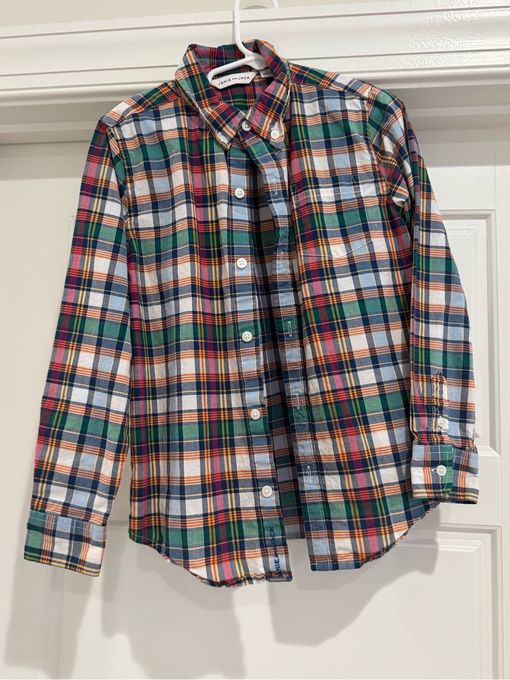 Janie and Jack Plaid Button-Down Shirt in Green, Blue & Red